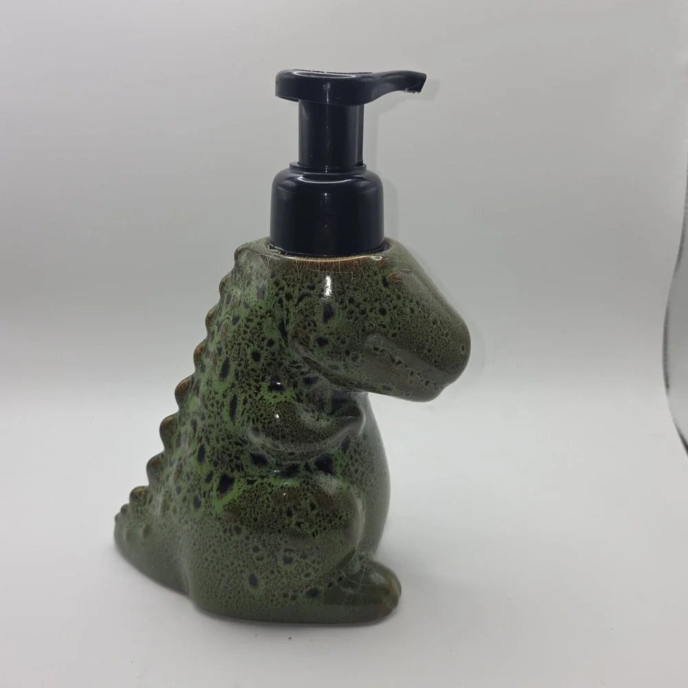 Bath Body Works Dino Soap Dispenser Green T Rex Foaming Retired Ceramic Bathroom